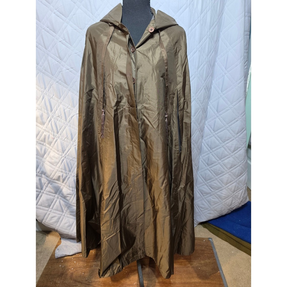 Vintage Billina Sport Bonwit Teller Hooded Rain Cape Bronze Brown Long Poncho